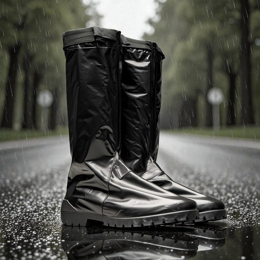 Heavy Duty High-Top Rain Boot Covers with Reflector & Zipper - Outdoor Mud Guard