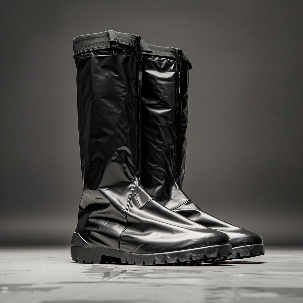 Heavy Duty High-Top Rain Boot Covers with Reflector & Zipper - Outdoor Mud Guard