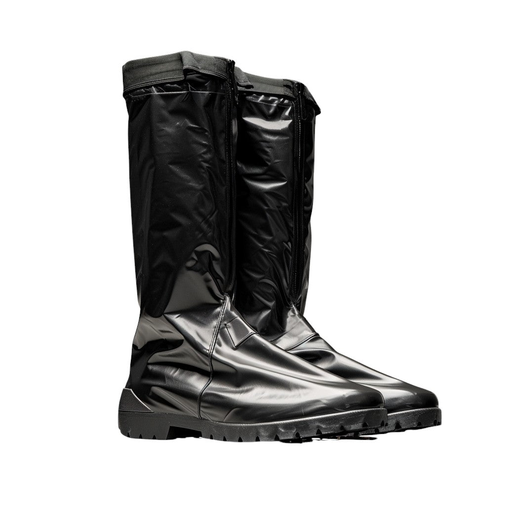 Heavy Duty High-Top Rain Boot Covers with Reflector & Zipper - Outdoor Mud Guard