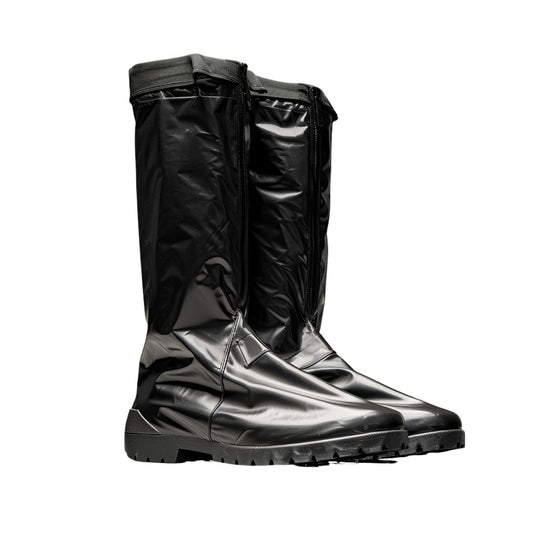 Heavy Duty High-Top Rain Boot Covers with Reflector & Zipper - Outdoor Mud Guard