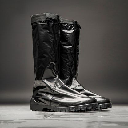 Heavy Duty High-Top Rain Boot Covers with Reflector & Zipper - Outdoor Mud Guard